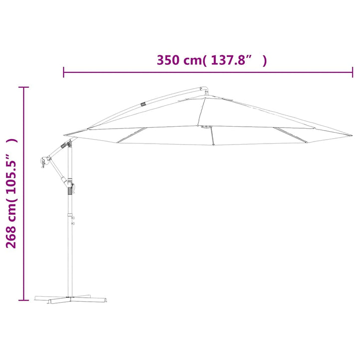 Frihängande Trädgårdsparasoll Med Aluminiumstång 350 Cm