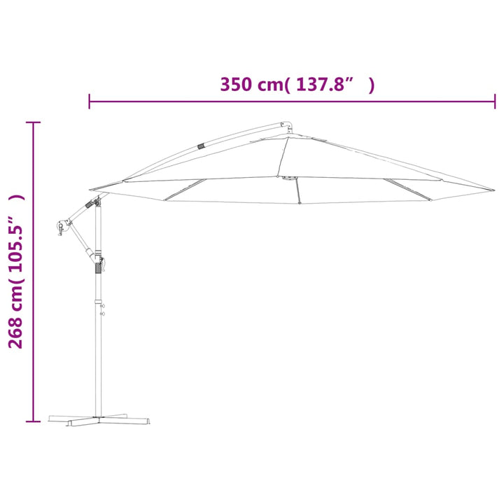 Frihängande Trädgårdsparasoll Aluminiumstång 350 Cm Terrakotta