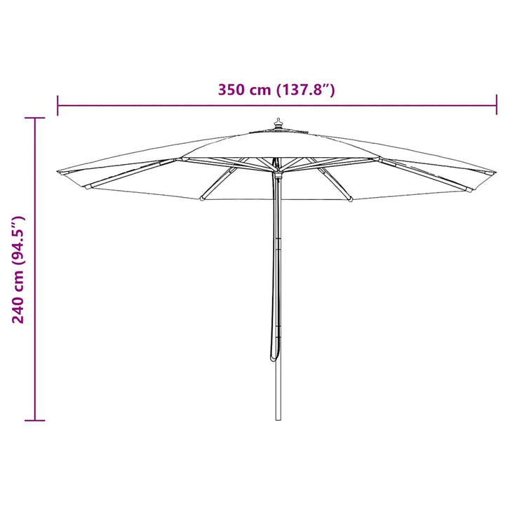 Trädgårdsparasoll Med Trästång 350 Cm