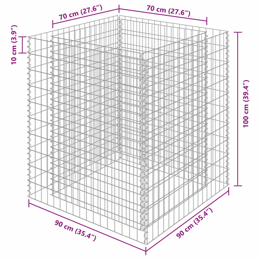 Planteringsgabion Upphöjd Galvaniserat Stål