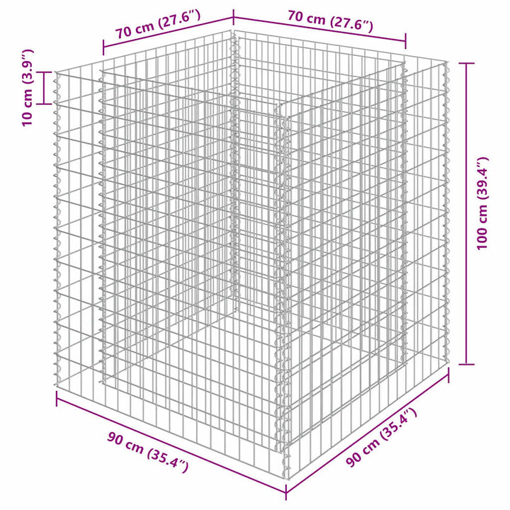 Planteringsgabion Upphöjd Galvaniserat Stål