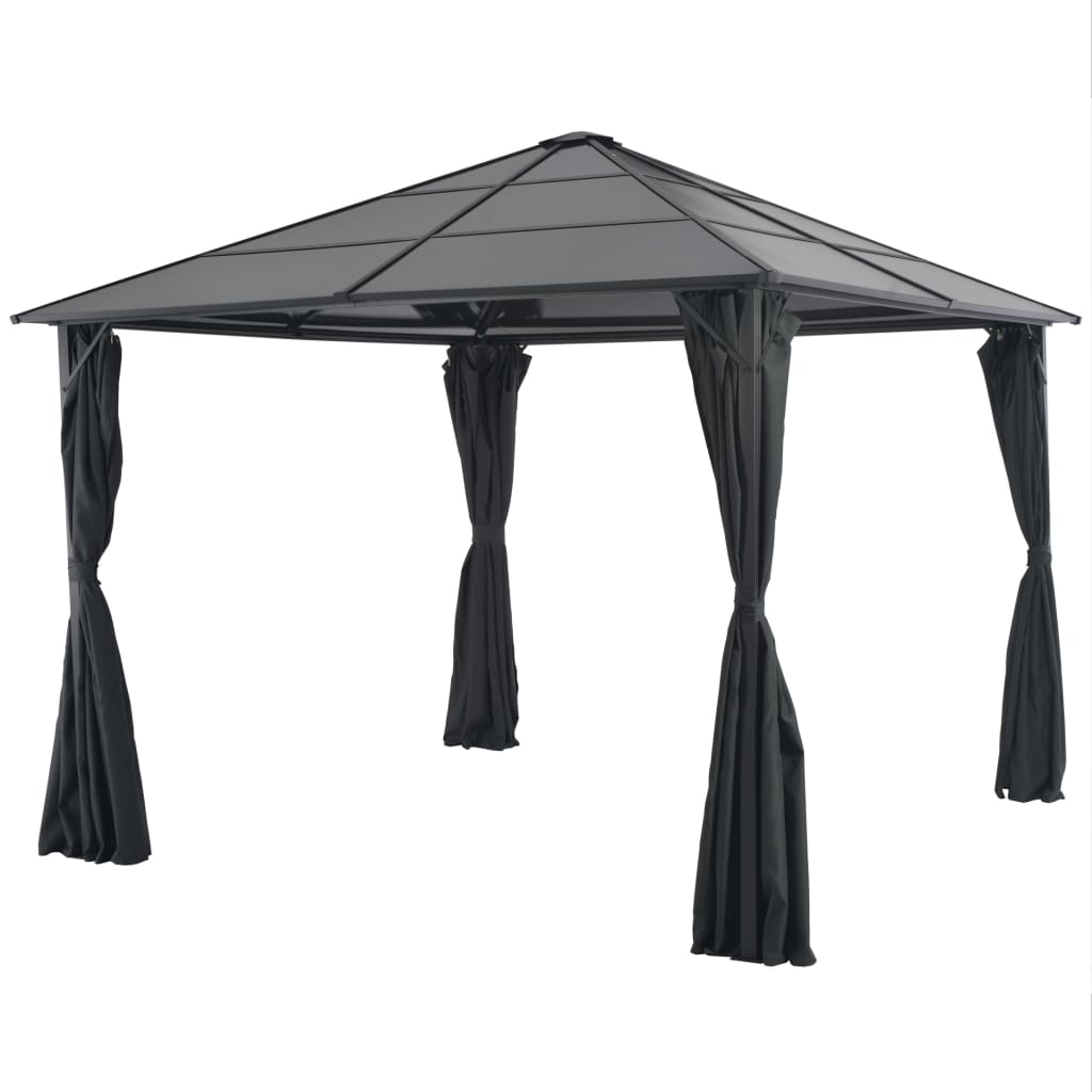Paviljong Med Gardin Aluminium 4X3X2,6 M Svart