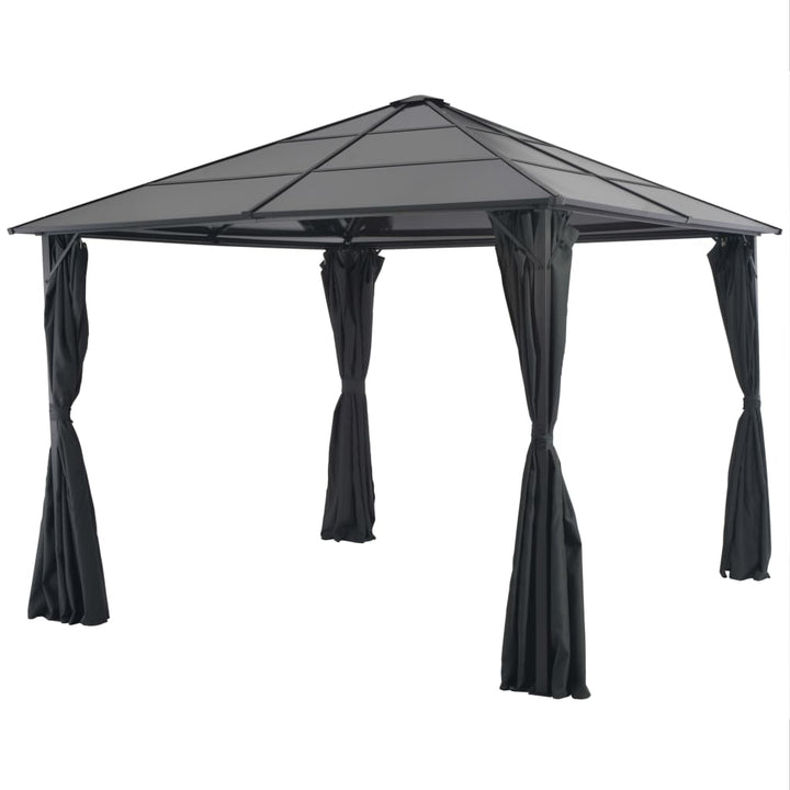 Paviljong Med Gardin Aluminium 4X3X2,6 M Svart