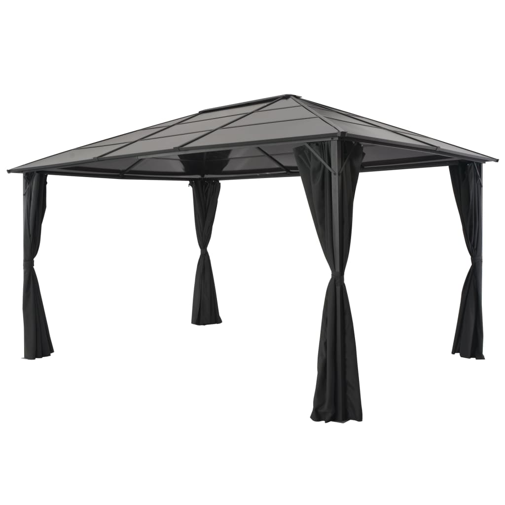 Paviljong Med Gardin Aluminium 4X3X2,6 M Svart
