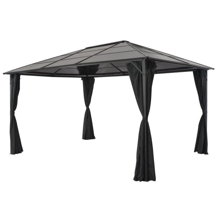Paviljong Med Gardin Aluminium 4X3X2,6 M Svart
