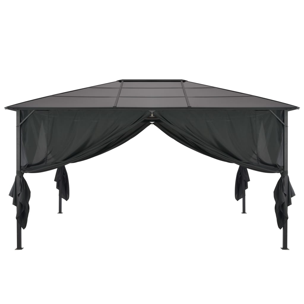 Paviljong Med Gardin Aluminium 4X3X2,6 M Svart