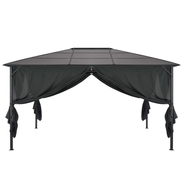 Paviljong Med Gardin Aluminium 4X3X2,6 M Svart