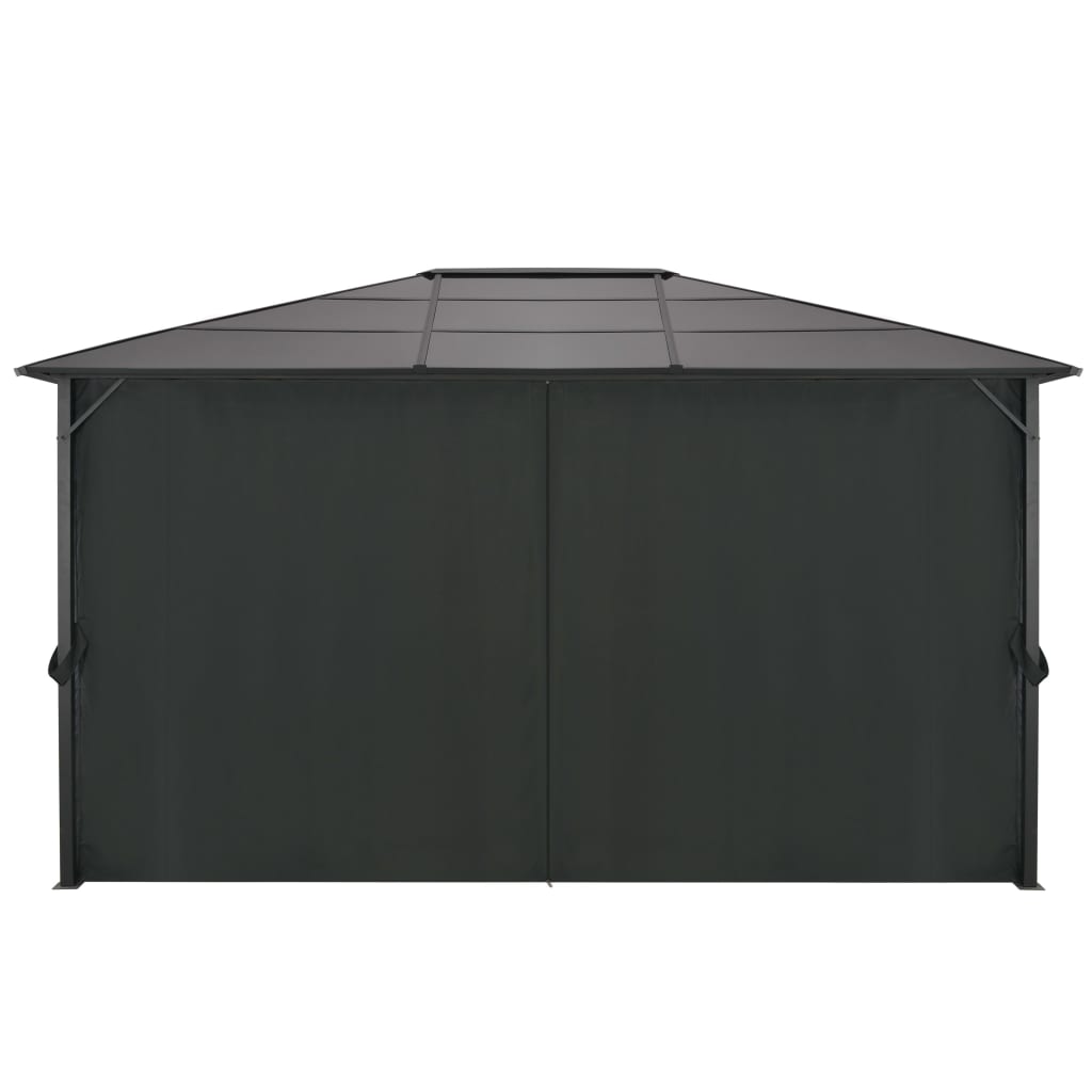 Paviljong Med Gardin Aluminium 4X3X2,6 M Svart