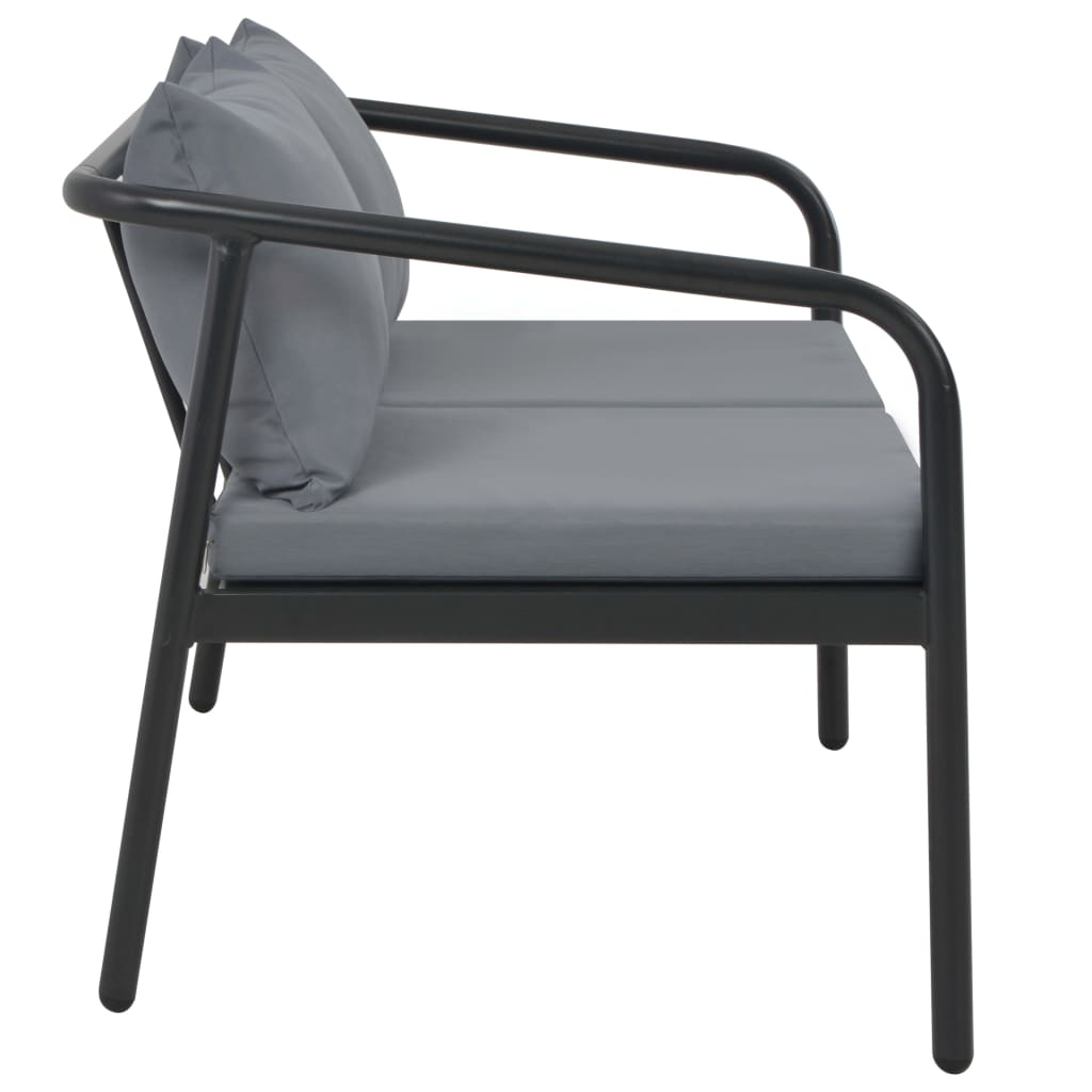 Trädgårdssoffa 2-Sits Med Dynor Aluminium Grå