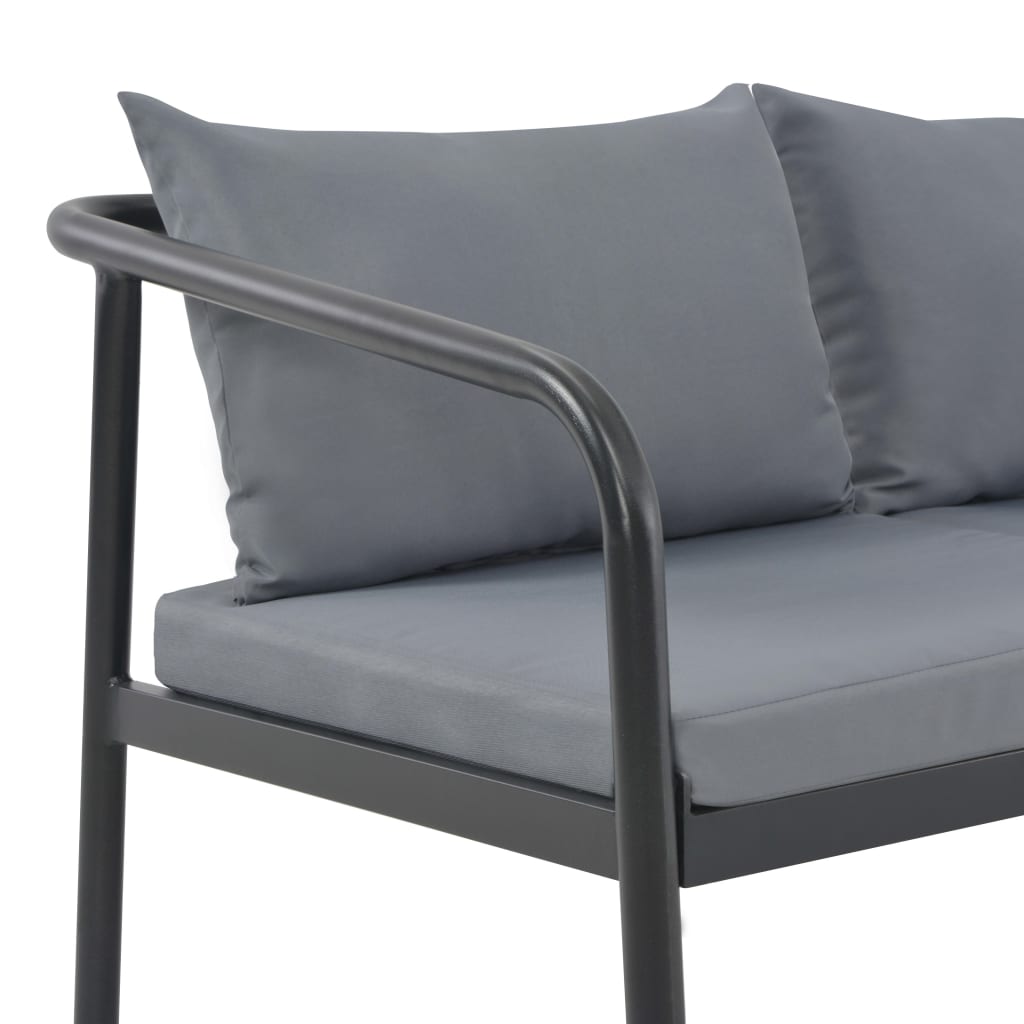 Trädgårdssoffa 2-Sits Med Dynor Aluminium Grå