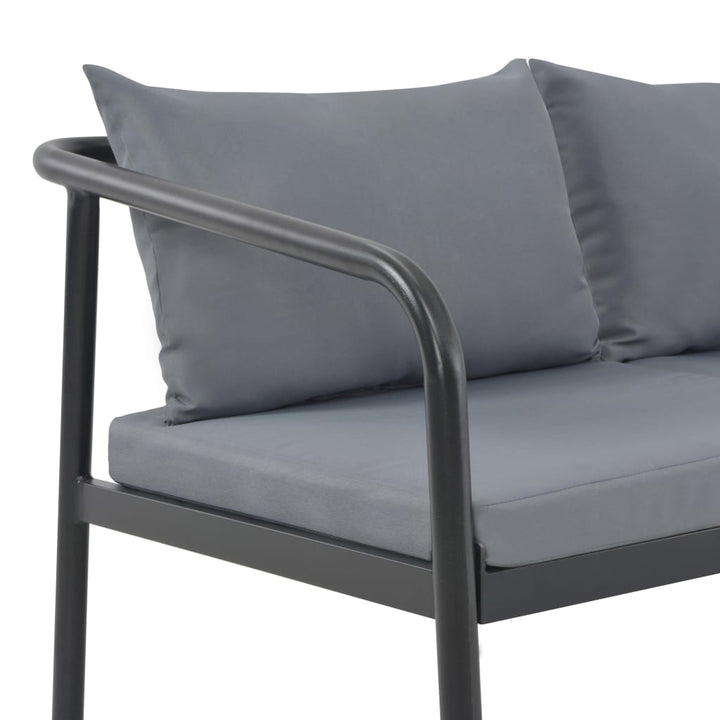 Trädgårdssoffa 2-Sits Med Dynor Aluminium Grå