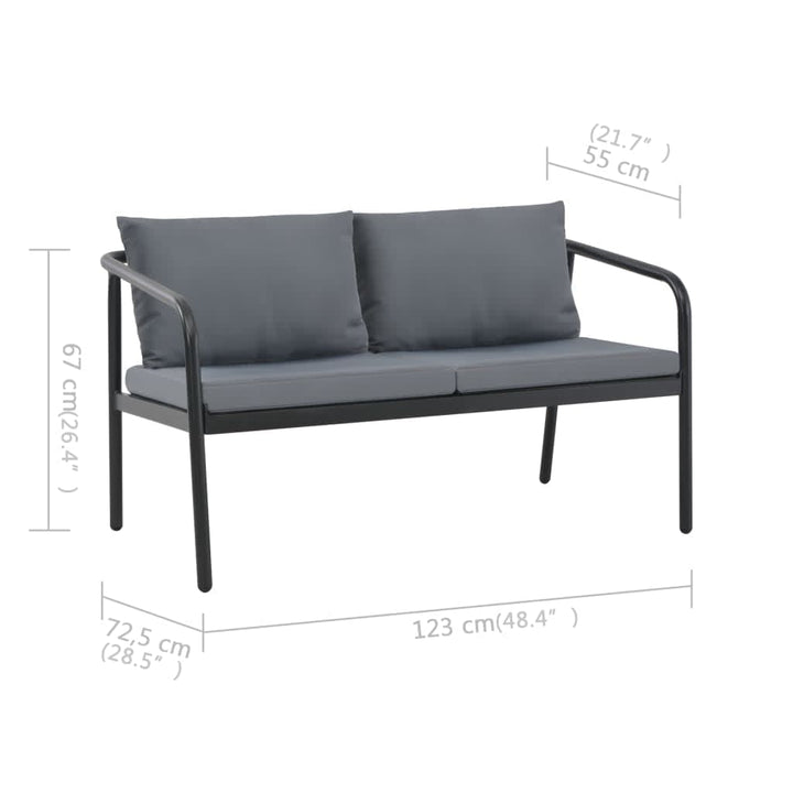 Trädgårdssoffa 2-Sits Med Dynor Aluminium Grå