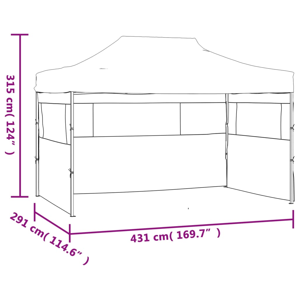 Hopfällbart Tält Med 3 Väggar 3X4,5 M Gräddvit