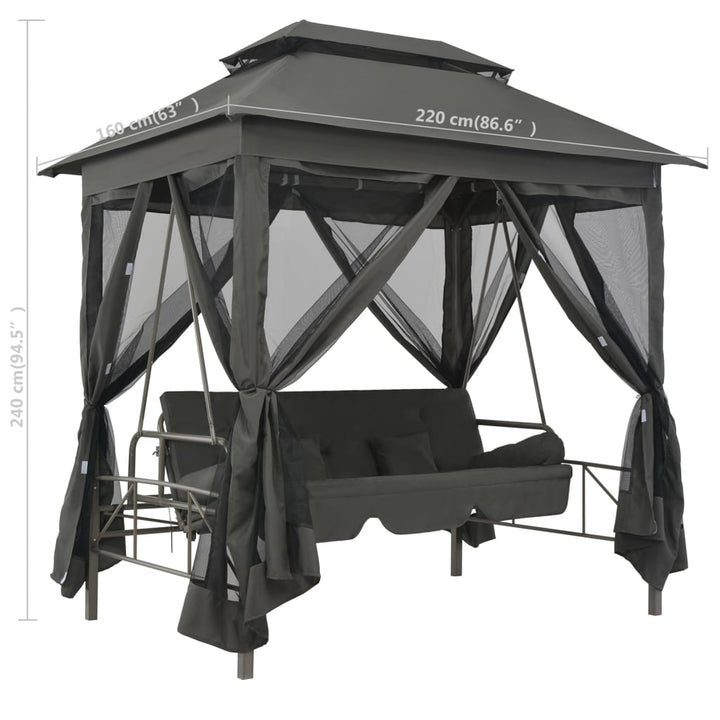 Hammock Med Tak 220X160X240 Cm Stål