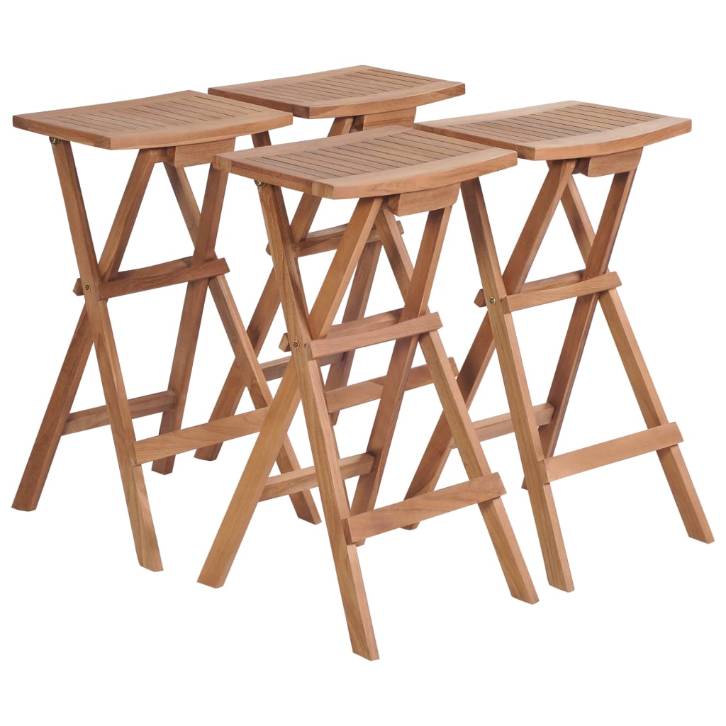 Hopfällbara Barstolar 4 St Massiv Teak
