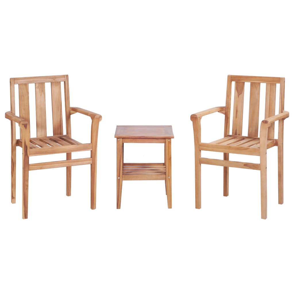 Caféset 3 Delar Massiv Teak