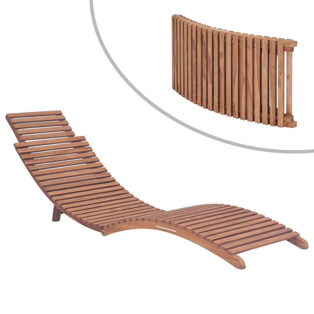 Hopfällbar Solsäng Med Bord Massiv Teak