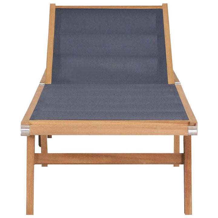 Hopfällbar Solsäng Med Hjul Massiv Teak Och Textilene