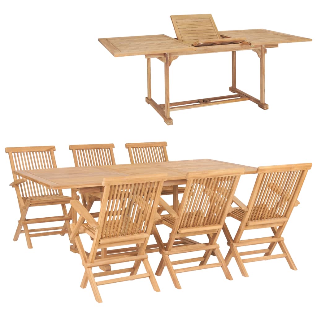 Matgrupp För Trädgården 7 Delar 150-200X100X75 Cm Teakträ