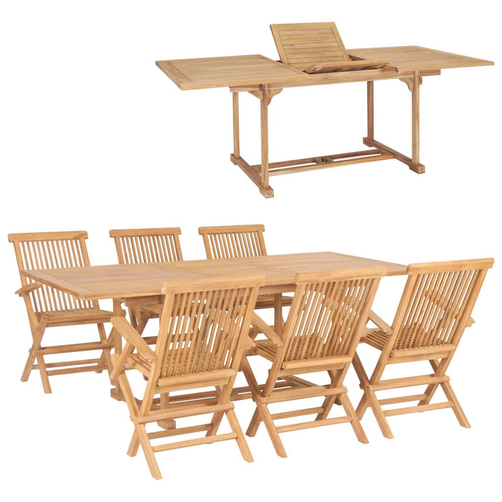 Matgrupp För Trädgården 7 Delar 150-200X100X75 Cm Teakträ
