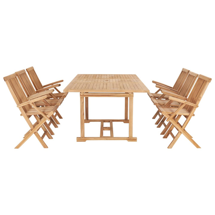 Matgrupp För Trädgården 7 Delar 150-200X100X75 Cm Teakträ