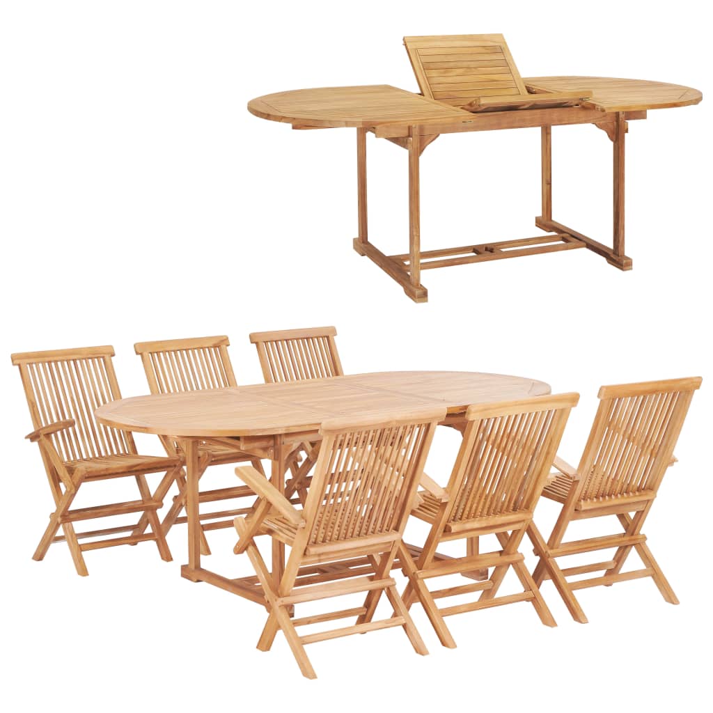 Matgrupp För Trädgården 7 Delar 150-200X100X75 Cm Teakträ