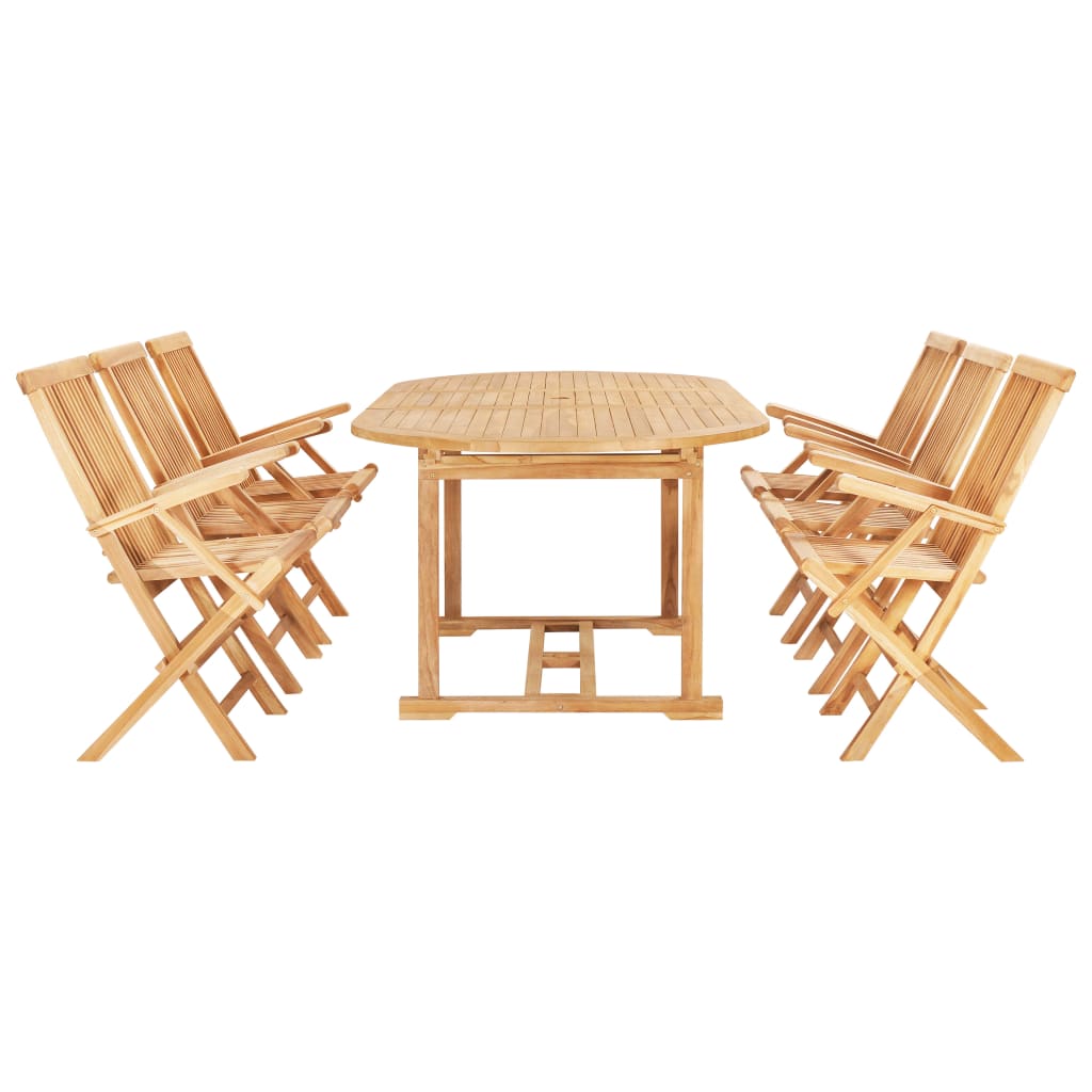 Matgrupp För Trädgården 7 Delar 150-200X100X75 Cm Teakträ