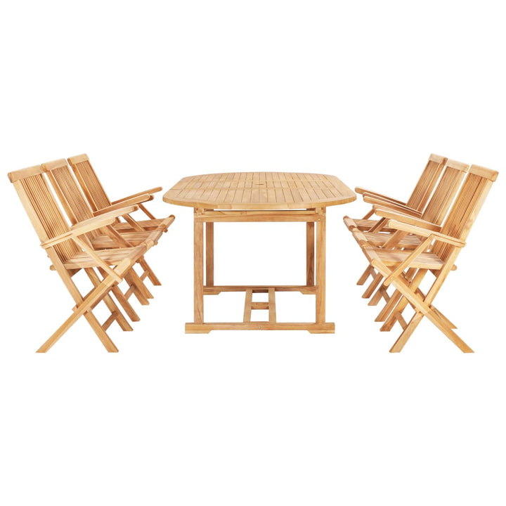 Matgrupp För Trädgården 7 Delar 150-200X100X75 Cm Teakträ