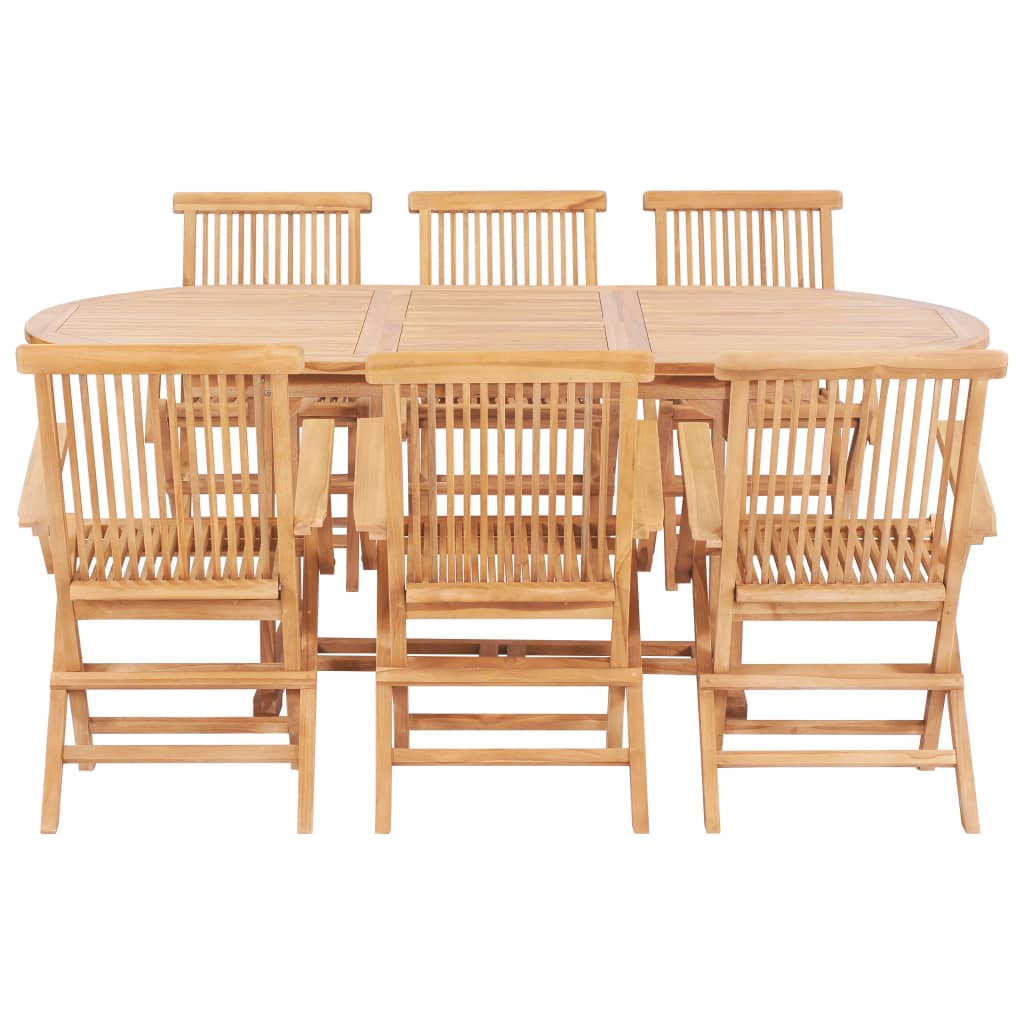 Matgrupp För Trädgården 7 Delar 150-200X100X75 Cm Teakträ
