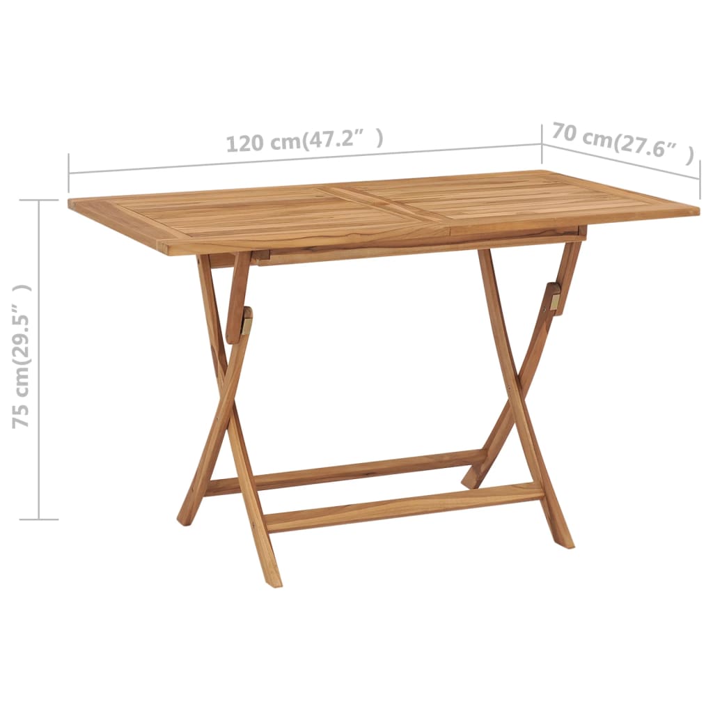 Hopfällbart Trädgårdsbord 120X70X75 Cm Massivt Teakträ