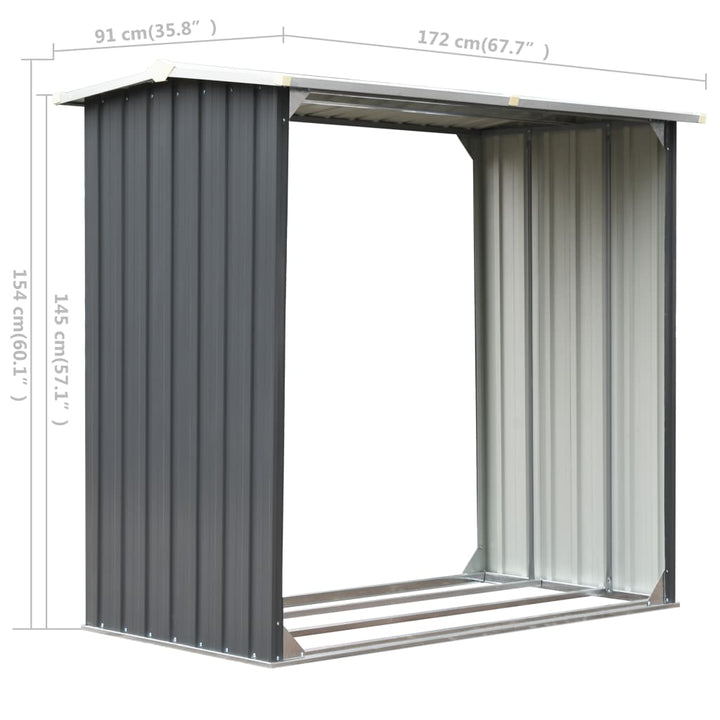 Vedskjul Galvaniserat Stål 172X91X154 Cm