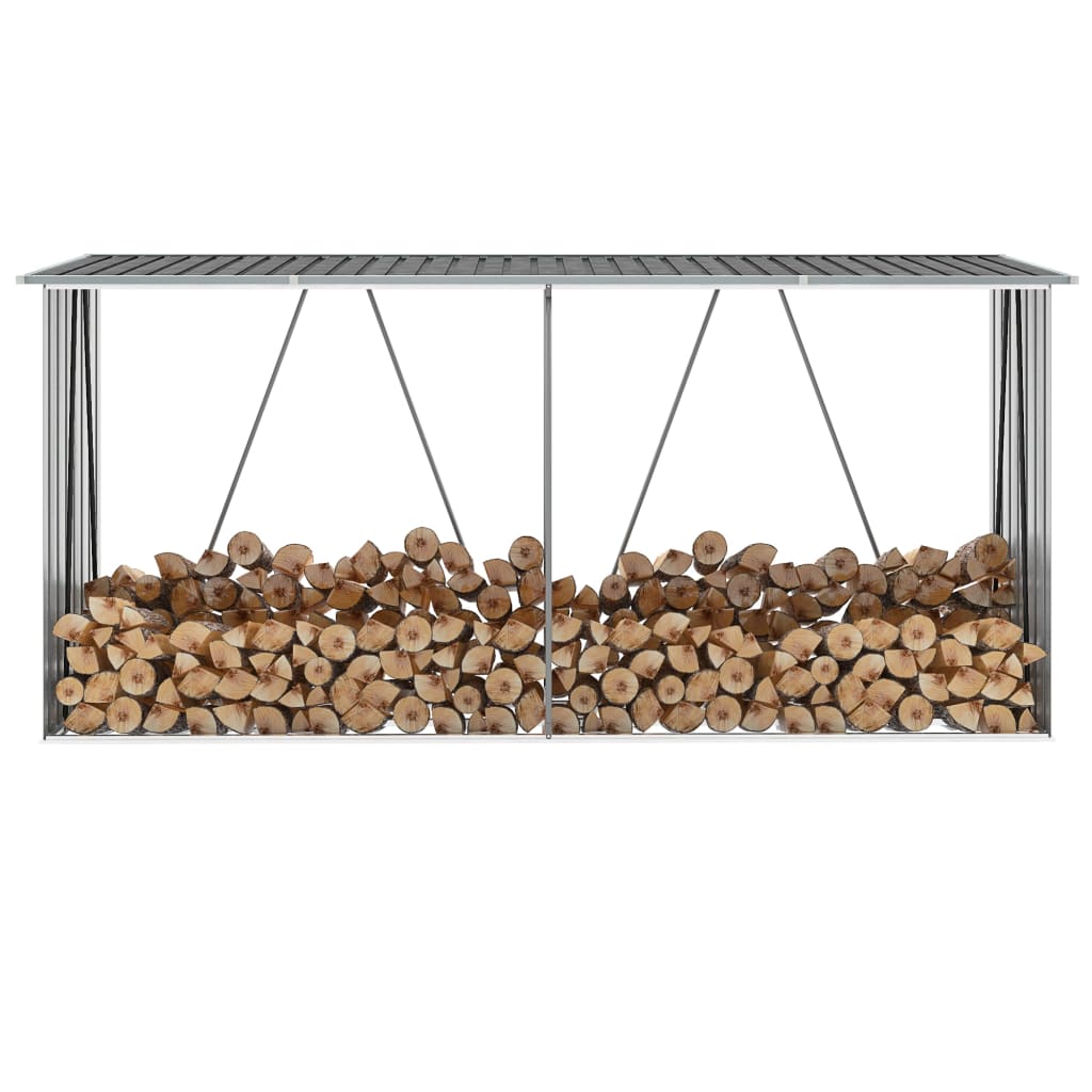 Vedskjul I Galvaniserat Stål 330X84X152 Cm