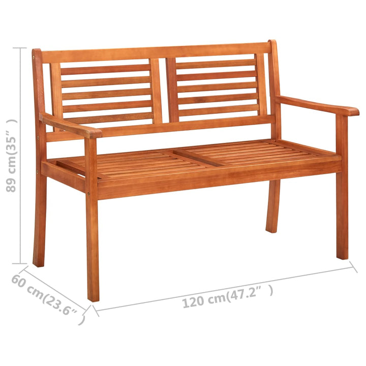 Trädgårdsbänk 2-Sits 120 Cm Massivt Eukalyptusträ