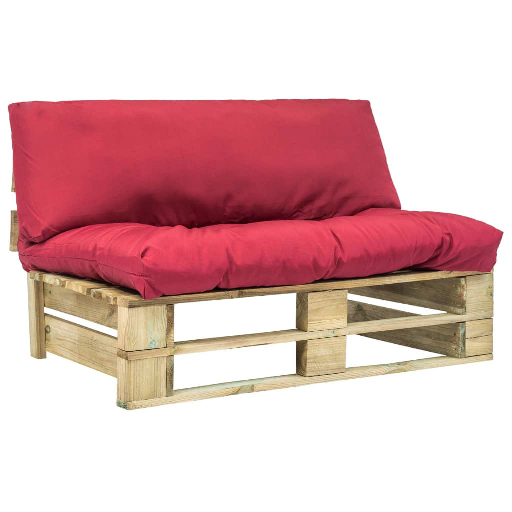 Pallsoffa Med Dynor Grå Massiv Furu