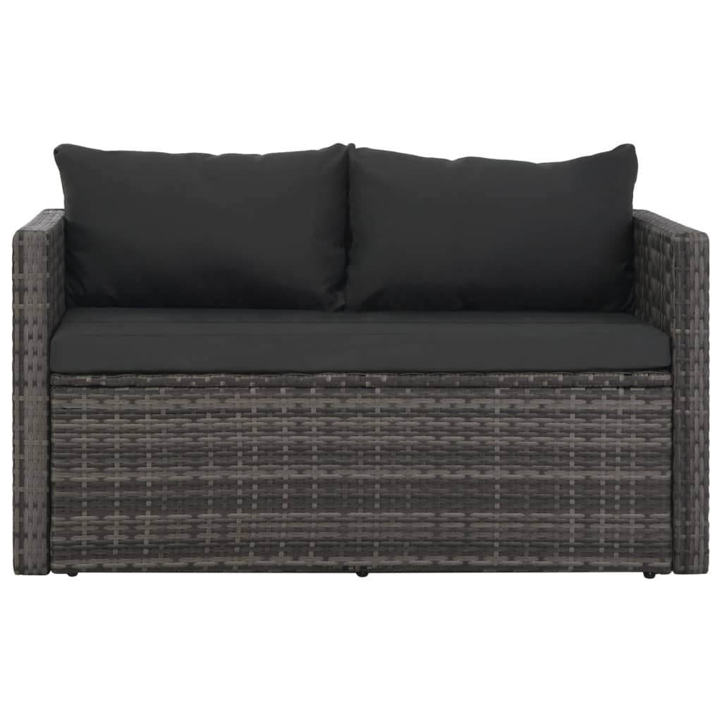Matgrupp För Trädgården 3 Delar Med Dynor Konstrotting Grå