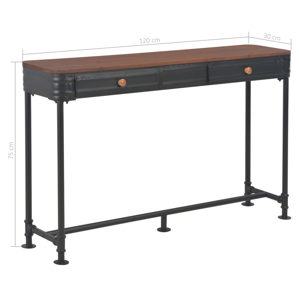 Konsolbord Med 2 Lådor 120X30X75 Cm Massivt Granträ