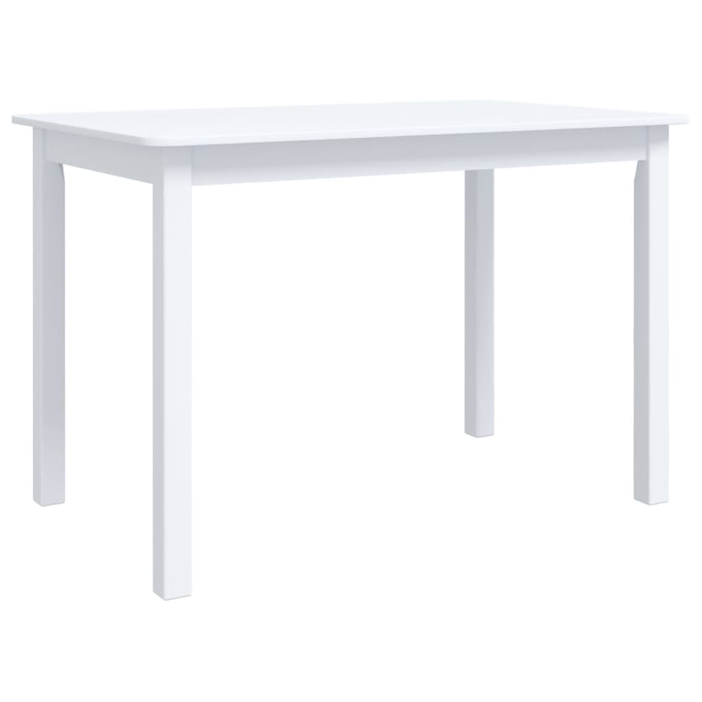 Matbord Vit 114X71X75 Cm Massivt Gummiträ