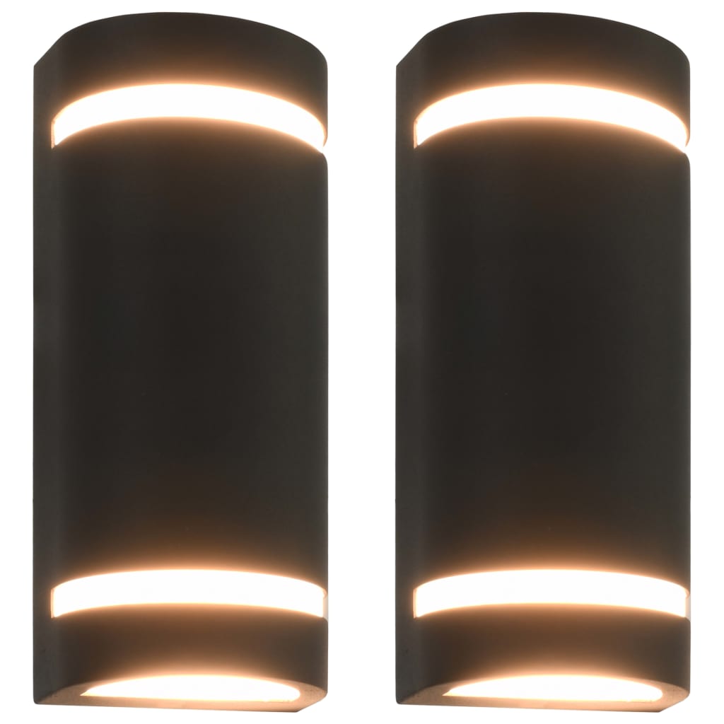 Utomhusvägglampa 2 St 35 W Svart Halvrund