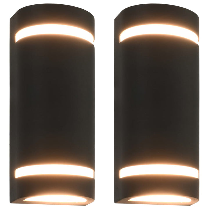 Utomhusvägglampa 2 St 35 W Svart Halvrund