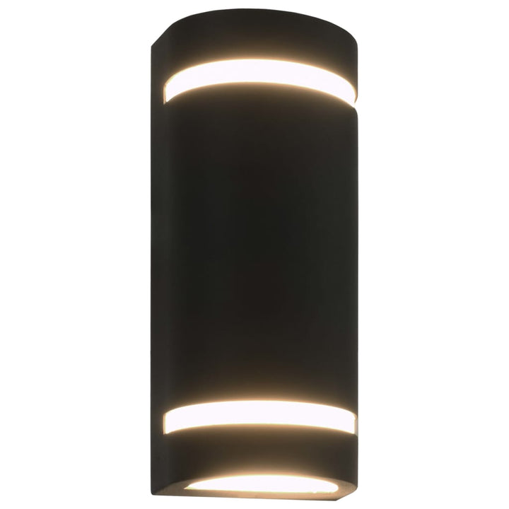 Utomhusvägglampa 2 St 35 W Svart Halvrund