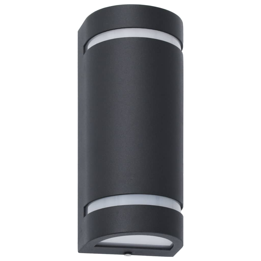 Utomhusvägglampa 2 St 35 W Svart Halvrund