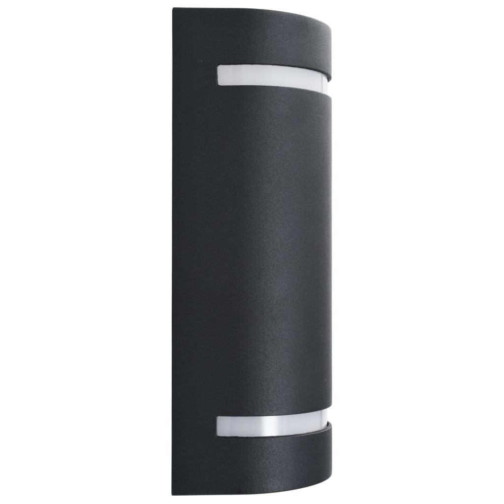 Utomhusvägglampa 2 St 35 W Svart Halvrund