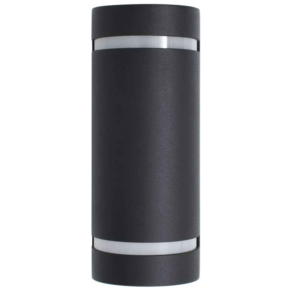 Utomhusvägglampa 2 St 35 W Svart Halvrund
