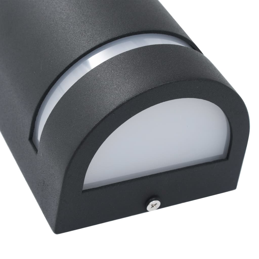 Utomhusvägglampa 2 St 35 W Svart Halvrund