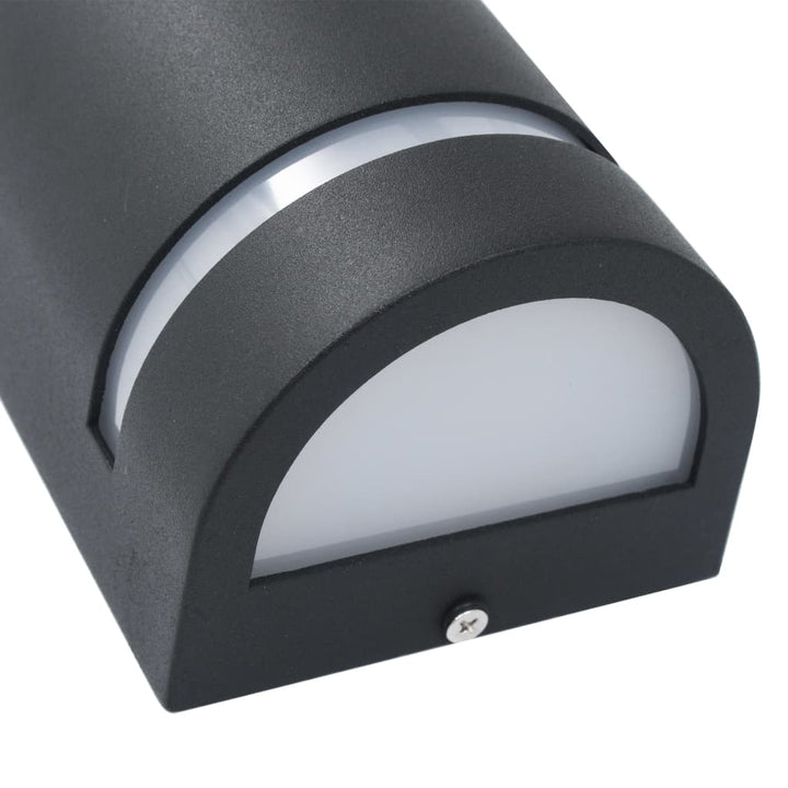 Utomhusvägglampa 2 St 35 W Svart Halvrund