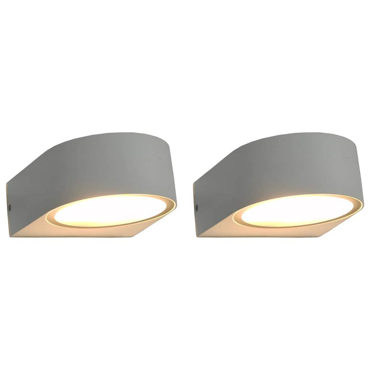 Utomhusvägglampa 2 St 11 W Vit Rund
