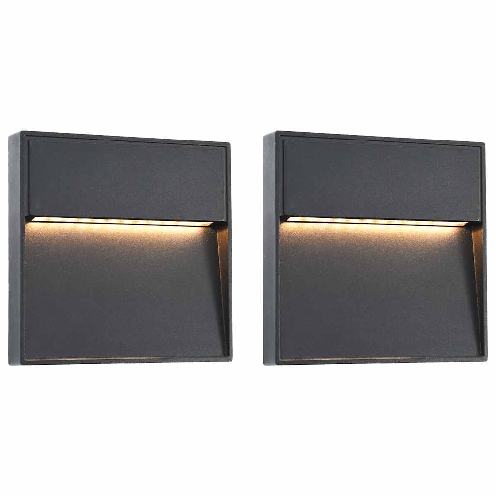 Utomhusvägglampa Led 2 St 3 W Svart