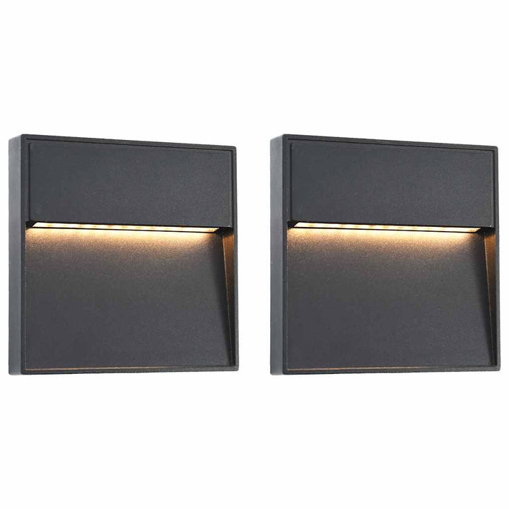 Utomhusvägglampa Led 2 St 3 W Svart
