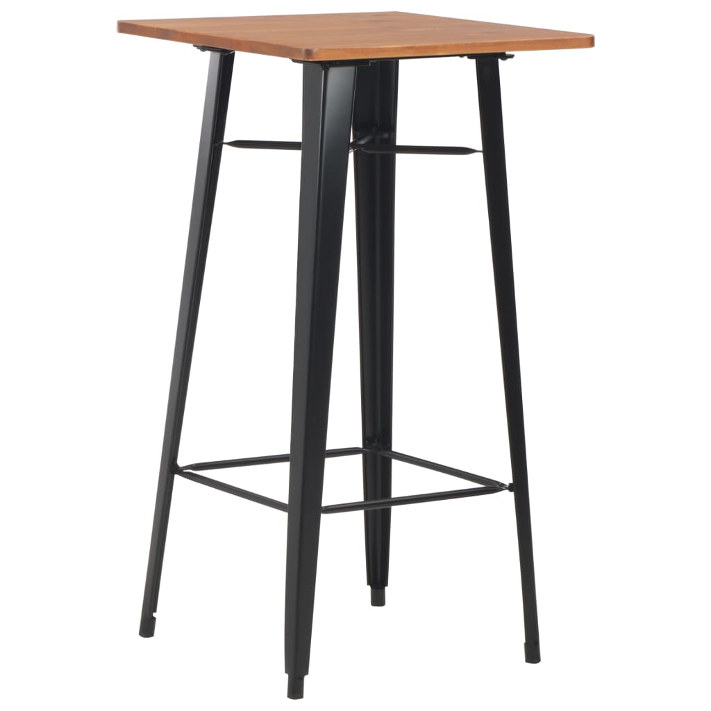 Barbord 60X60X108 Cm Massiv Furu Stål Svart