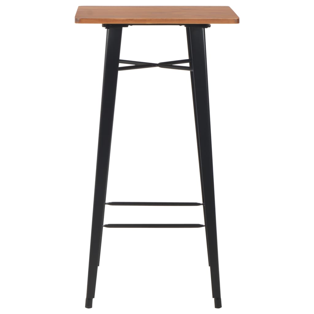 Barbord 60X60X108 Cm Massiv Furu Stål Svart